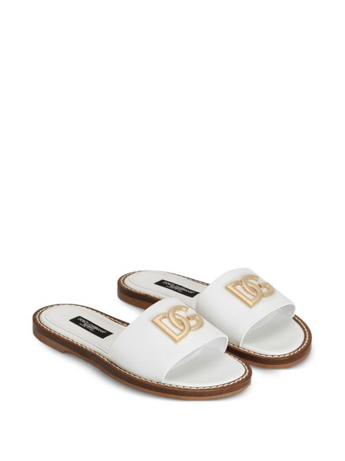 Ciabatte bambina Dolce e Gabbana bianche in pelle di vitello Dolce & Gabbana Kids | D11340A122380001